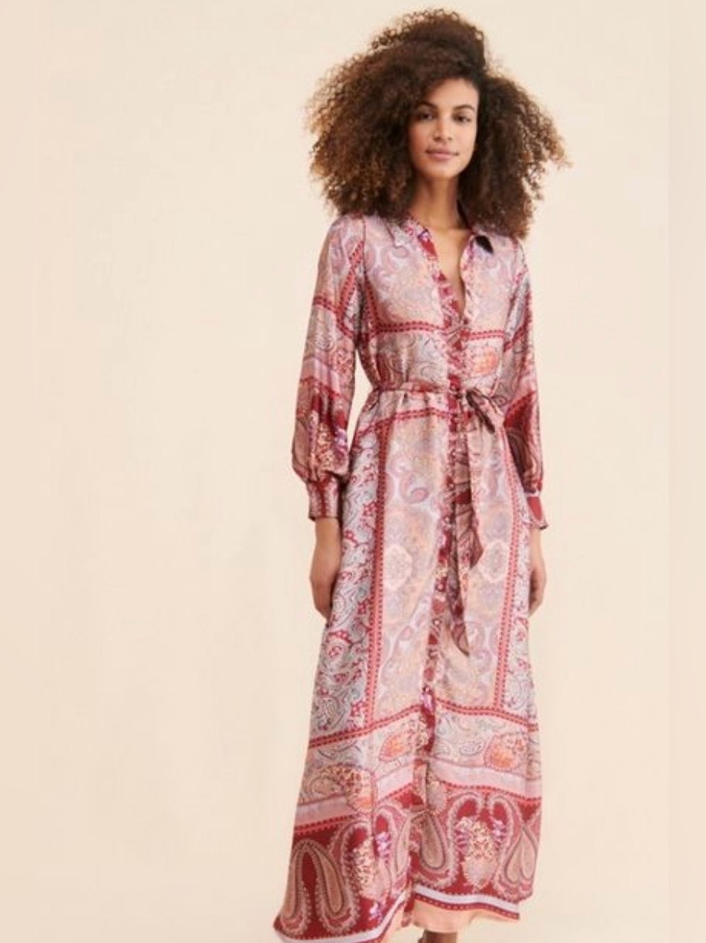 BTFL life Paisley Button-Front Maxi Dress